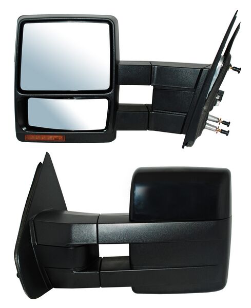 Espejo para Ford Super Duty 2008, 2009, 2010, 2011, 2012, 2013, 2014, 2015, 2016 - Para Pintar, Electrico con Desempañador, con Direccional, con Luz inferior, Telescopico 8 Pines Izquierdo