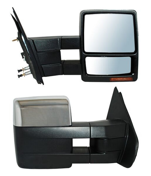 Espejo para Ford Super Duty 2008, 2009, 2010, 2011, 2012, 2013, 2014, 2015, 2016 - Electrico con Desempañador, con Direccional, Cromado, con luz inferior, con Memoria, Telescopico, de 12 Pines, Derecho