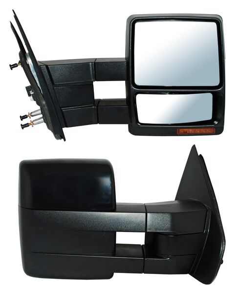 Espejo para Ford Super Duty 2008, 2009, 2010, 2011, 2012, 2013, 2014, 2015, 2016 - Para Pintar, Electrico con Desempañador, con Direccional, con Luz inferior, Telescopico 8 Pines Derecho