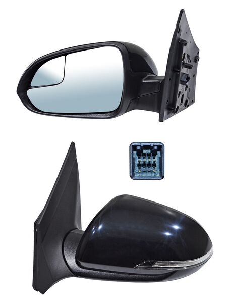 Espejo para Hyundai Accent 2018, 2019, 2020, 2021, 2022 - Electrico, Para Pintar, con Direccional, con Desempañador, con Punto Ciego, de 6 Pines - Izquierdo