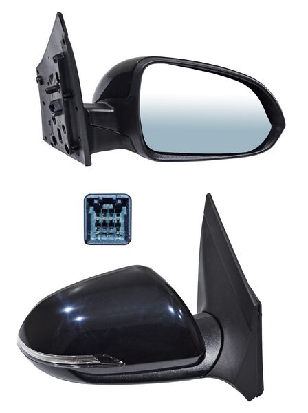 Espejo para Hyundai Accent 2018, 2019, 2020, 2021, 2022 - Electrico, Para Pintar, con Direccional, con Desempañador, sin Punto Ciego, de 6 Pines - Derecho