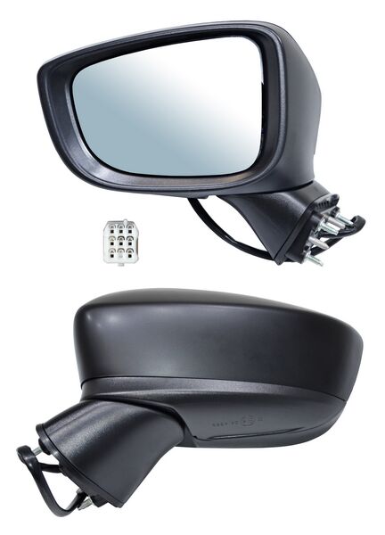 Espejo para Mazda 2, Mazda2 2016, 2017, 2018, 2019, 2020, 2021, 2022, 2023, 2024, 2025, 2026 & para Toyota Yaris 2016, 2017, 2018, 2019, 2020 - Electrico, Para Pintar, con Direccional, con Desempañador, 6 Pines - Izquierdo