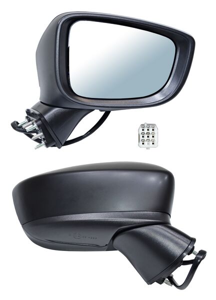 Espejo para Mazda 2, Mazda2 2016, 2017, 2018, 2019, 2020, 2021, 2022, 2023, 2024, 2025, 2026 & para Toyota Yaris 2016, 2017, 2018, 2019, 2020 - Electrico, Para Pintar, con Direccional, con Desempañador, 6 Pines - Derecho