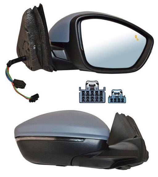 Espejo para Peugeot 208 2019, 2020, 2021, 2022, 2023 - Electrico, Para Pintar, con Direccional, con Sensor Temp Y Punto Ciego, con Desempañador, Autoabatible con Luz inferior, Derecho