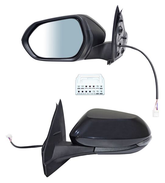 Espejo para Toyota Yaris (Sedan, 4 Puertas) 2023, 2024, 2025, 2026 - Electrico, Para Pintar, con Direccional, Autoabatible, de 7 Pines - Izquierdo