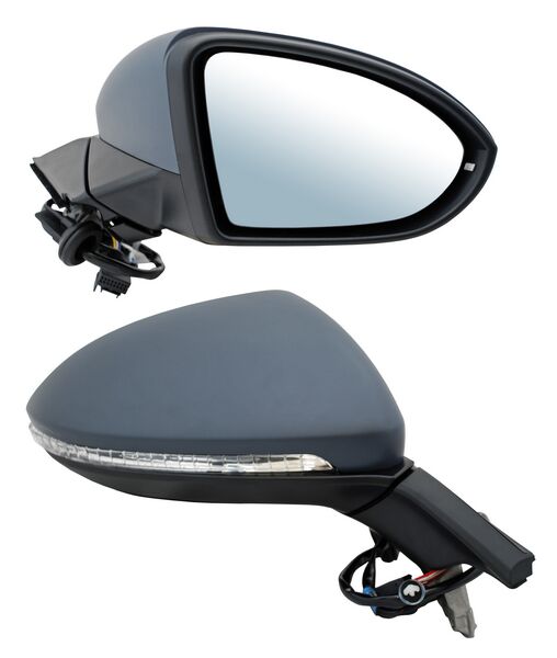 Espejo para Volkswagen Golf 2015, 2016, 2017, 2018, 2019 - Electrico con Desempañador, con Direccional, para Pintar, 6 Pines - Derecho