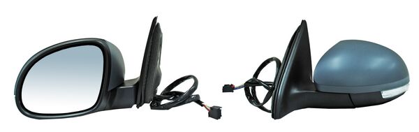 Espejo para Volkswagen Tiguan 2009, 2010, 2011, 2012, 2013, 2014, 2015, 2016, 2017 - Electrico Autoabatible, con Desempañador, con Direccional, con Luz inferior, para Pintar, de 13 Pines - Izquierdo