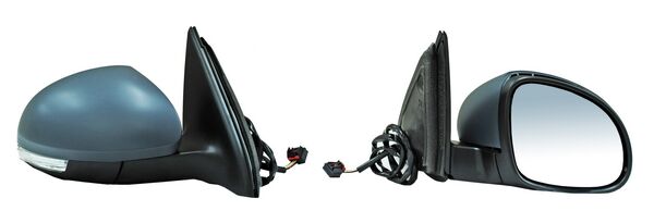 Espejo para Volkswagen Tiguan 2009, 2010, 2011, 2012, 2013, 2014, 2015, 2016, 2017 - Electrico con Desempañador, con Direccional, para Pintar, 6 Pines Derecho