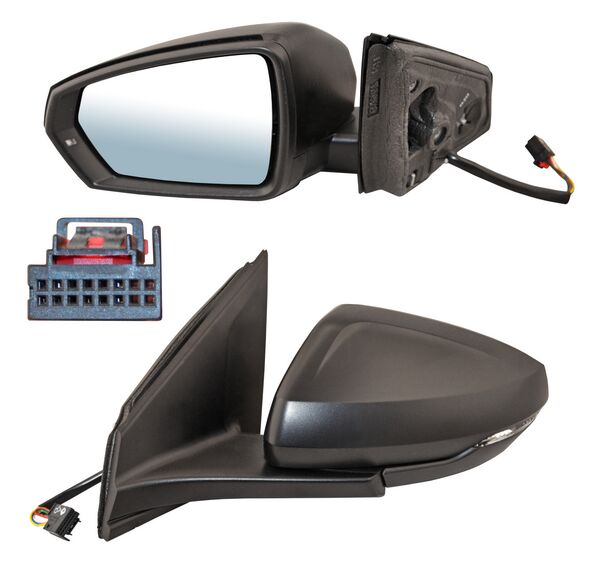 Espejo para Volkswagen Virtus 2020, 2021, 2022 - Electrico, Texturizado, con Direccional, con Desempañador, 6 Pines - Izquierdo