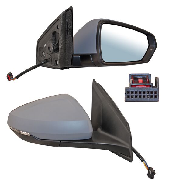 Espejo para Volkswagen Virtus 2020, 2021, 2022 - Electrico, Para Pintar, con Direccional, con Desempañador, 6 Pines - Derecho