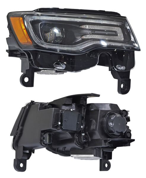 Faro para Grand Cherokee 2017, 2018, 2019, 2020, 2021 con Luz de Día, LED, Filo Negro - Derecho