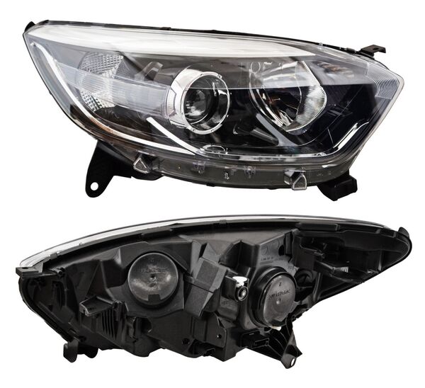 Faro para Renault Captur 2018, 2019, 2020, 2021, 2022, 2023 - Fondo Negro Filo Cromado Con Motor, Derecho