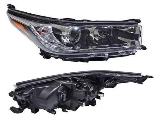 Faro para Toyota Highlander 2017, 2018, 2019 - Filo Cromado, Con Luz de Día - Derecho
