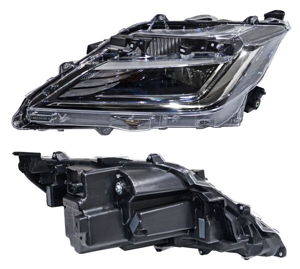 Faro para Toyota Yaris 2023, 2024, 2025, 2026 (Sedan, 4 Puertas) Filo Negro con LEDS, Sin Luz de Día 8 Pines Izquierdo