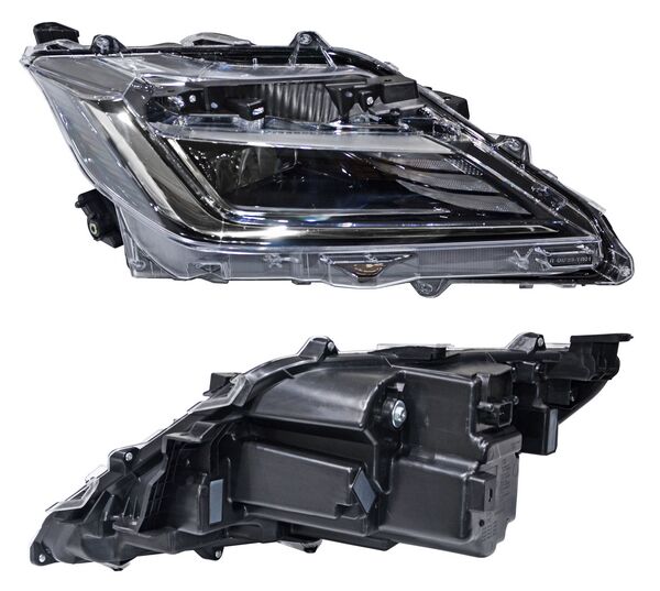 Faro para Toyota Yaris 2023, 2024, 2025, 2026 (Sedan, 4 Puertas) Filo Negro con LEDS, Sin Luz de Día 8 Pines Derecho