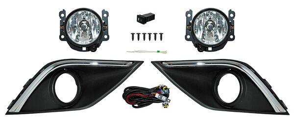 Faro Niebla para Mitsubishi Outlander 2016, 2017, 2018, 2019 - Con Parrilla Filo Cromado Juego