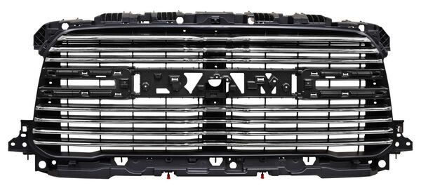 Parrilla para Dodge Ram 2500, 3500 - Años 2019, 2020, 2021, 2022, 2023, 2024 - Negra, Con Moldura Cromada en Lineas