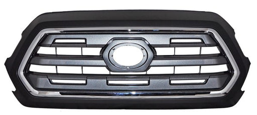 Parrilla para Toyota Tacoma 2016, 2017, 2018, 2019 - Gris Con Moldura Cromada, Filo Negro