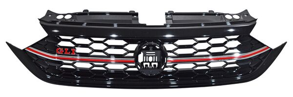 Parrilla para Volkswagen Jetta 2022, 2023, 2024 Gli Con Moldura Cromada/ Roja Negro Liso Centro
